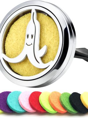30mm Car Essential Oil Diffuser Vent Clips Air Freshener Vent Clip Aromatherapy Car Accessories 10 Felt Pads for Gift Women (Banana)