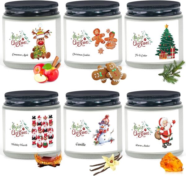Christmas Candles Scented Candles for Home, 6 Pack Soy Candles Set, 21 oz Jar Candles, Perfect Christmas Gifts for Women/Coworker/Girlfriend/Friends