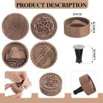 4 Pcs Wooden Essential Oil Diffuser Car Aromatherapy Passive Diffuser with Vent Clip Walnut Wood Round Air Freshener Winter Gifts for Home Offices Yoga Rooms Sauna Rooms